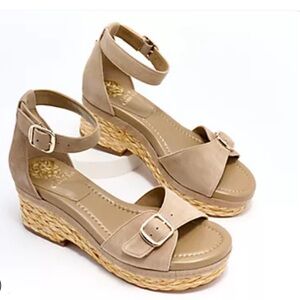 Vince Camuto Adjustable Wedge Sandals Meterry Tan Jute Rope NEW‎